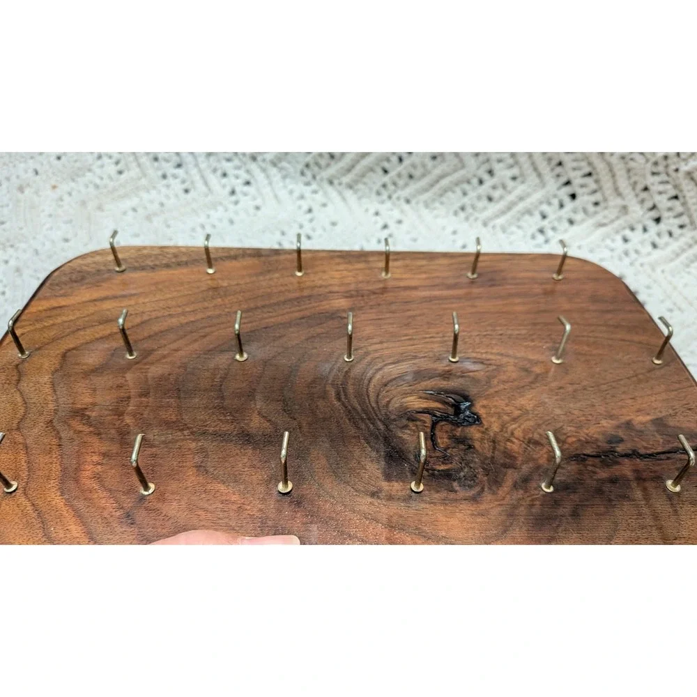 Handmade Solid Wood Wall Mounted Jewelry Organizer 21 Hooks Brown Walnut Finish